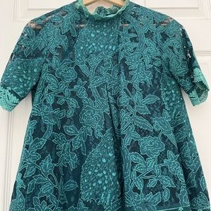 Anthropology HD in Paris Teal Lace Blouse